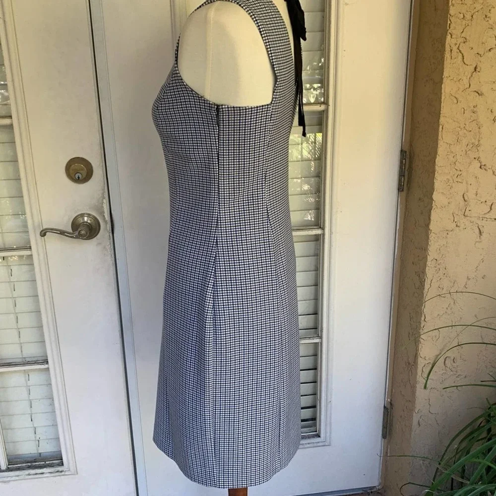 Banana Republic Gingham Sleeveless Dress Navy - Picture 4 of 6